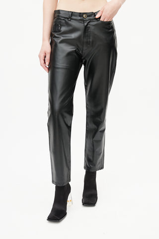 Jean Paul Gaultier Black Faux Leather Logo Trouser