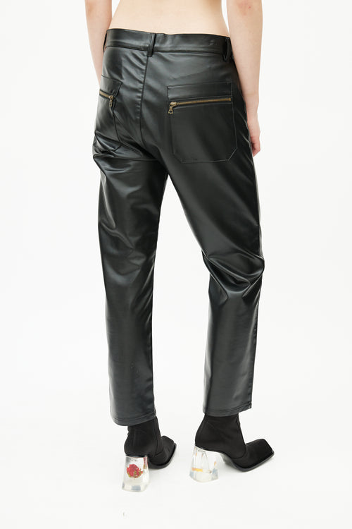 Jean Paul Gaultier Black Faux Leather Logo Trouser