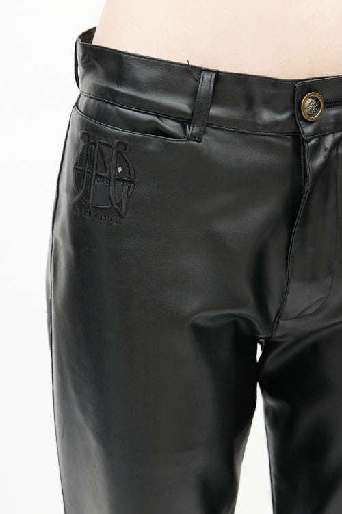 Jean Paul Gaultier Black Faux Leather Logo Trouser