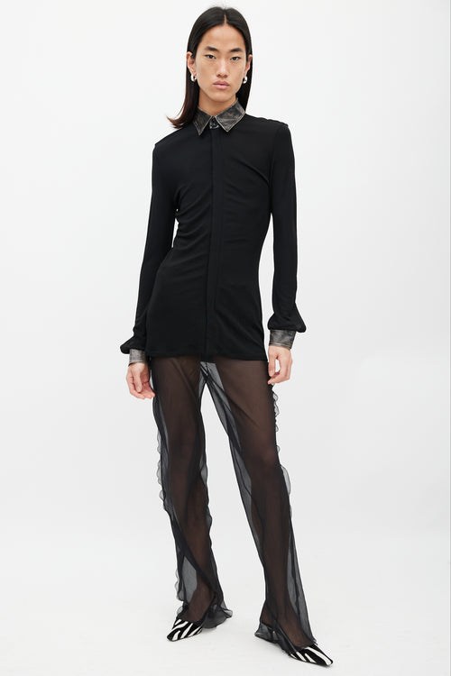 Jean Paul Gaultier Black Leather Collar Shirt