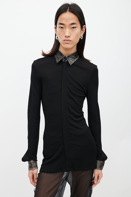 Jean Paul Gaultier Black Leather Collar Shirt