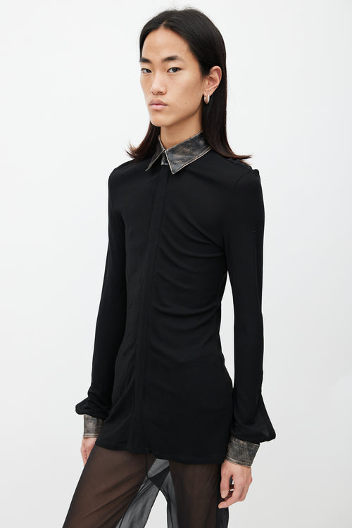 Jean Paul Gaultier Black Leather Collar Shirt