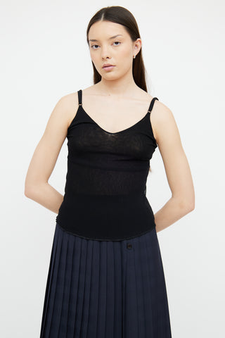 Jean Paul Gaultier Black V-Neck Sheer Tank Top