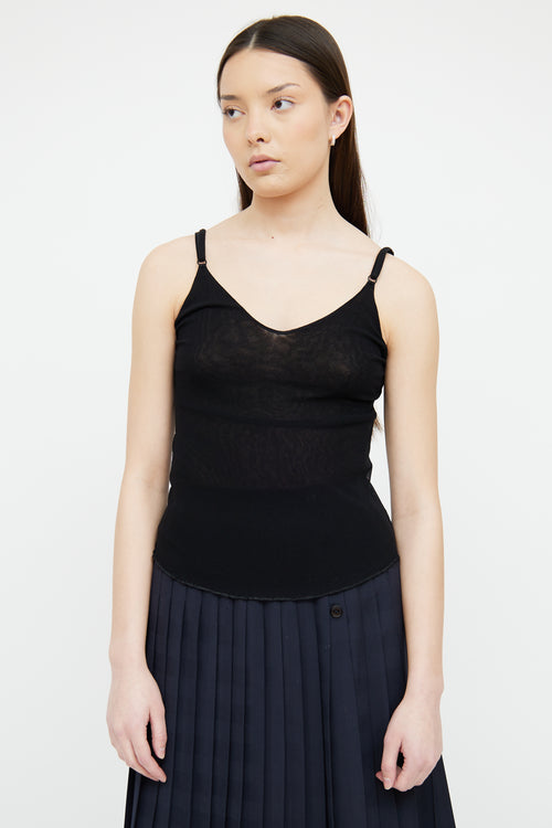 Jean Paul Gaultier Black V-Neck Sheer Tank Top