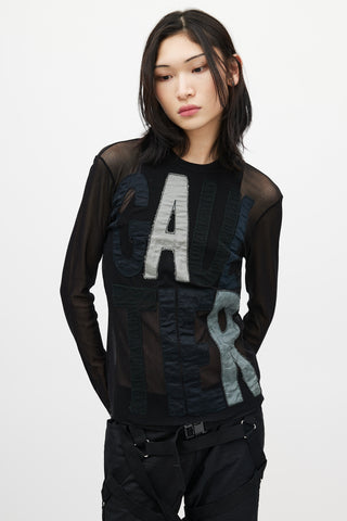 Jean Paul Gaultier Black 
Multicolour Logo Mesh Top