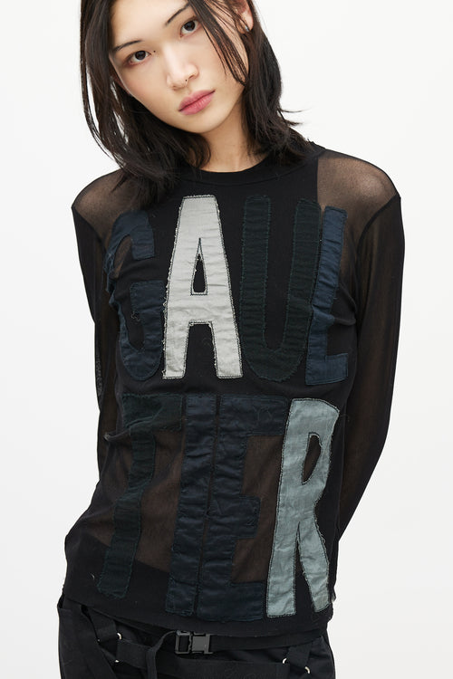 Jean Paul Gaultier Black 
Multicolour Logo Mesh Top