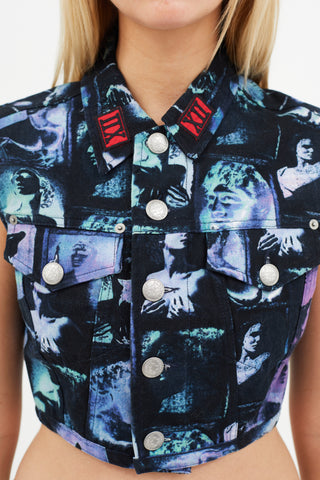 Jean Paul Gaultier Black 
Multicolour Print Cropped Vest