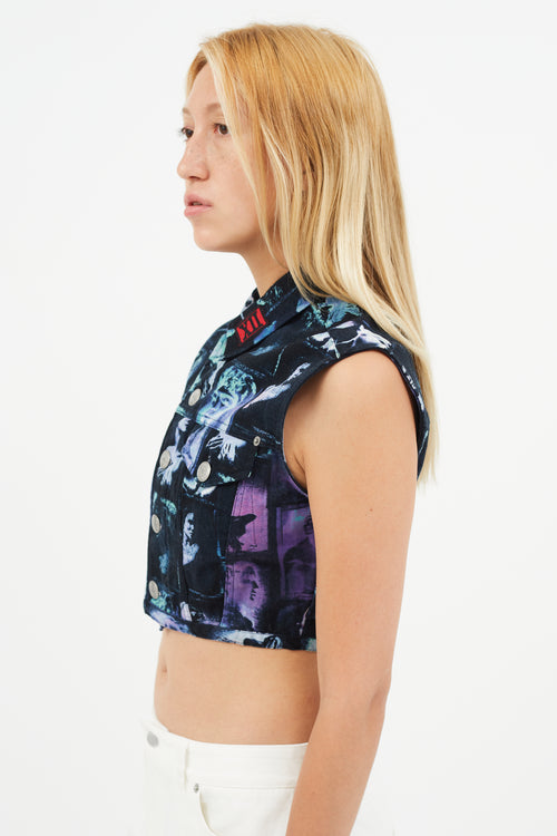 Jean Paul Gaultier Black 
Multicolour Print Cropped Vest