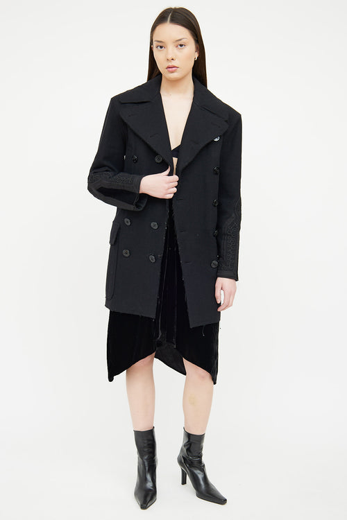 Jean Paul Gaultier Black Double Breasted Wool Pea Coat