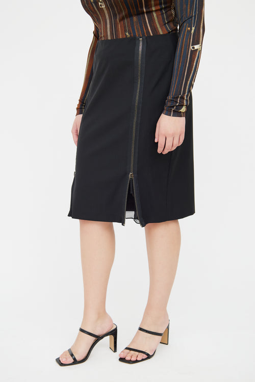 Jean Paul Gaultier Black Wool Zip Skirt