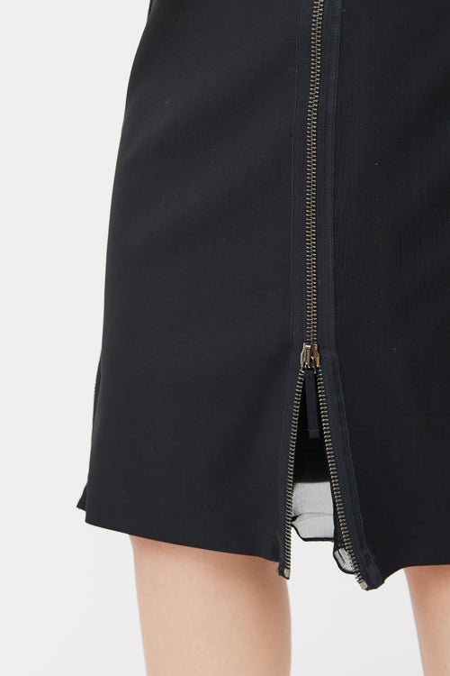 Jean Paul Gaultier Black Wool Zip Skirt