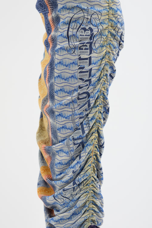 Jean Paul Gaultier Blue 
Orange Scarf Print Midi Skirt