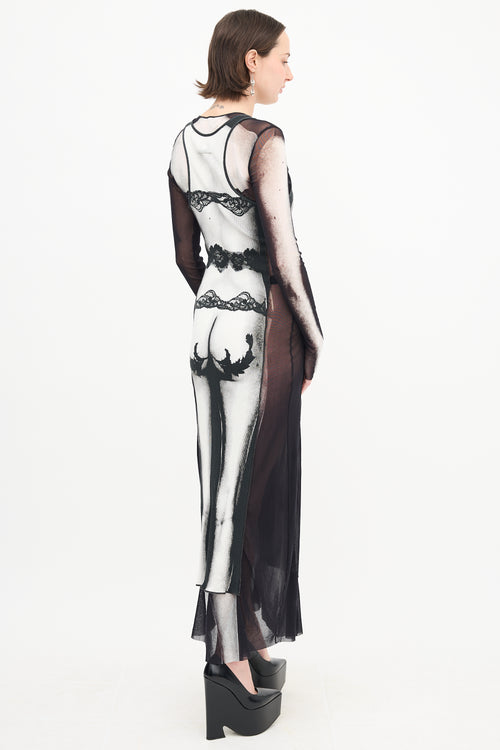 Jean Paul Gaultier Body Printed Maxi Dress