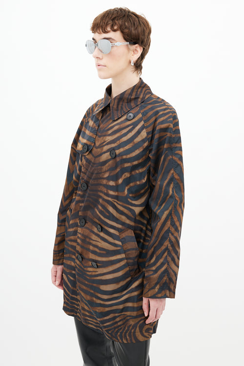 Jean Paul Gaultier Brown 
Black Print Nylon Trench Coat