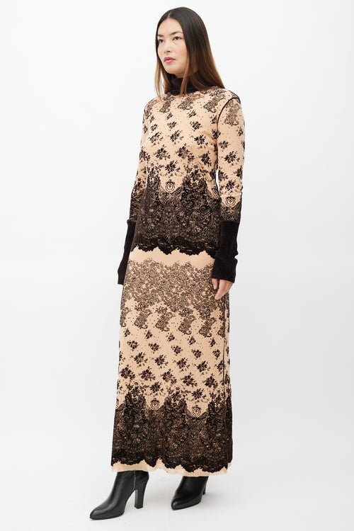 Jean Paul Gaultier Brown Velvet 
Beige Mesh Dress