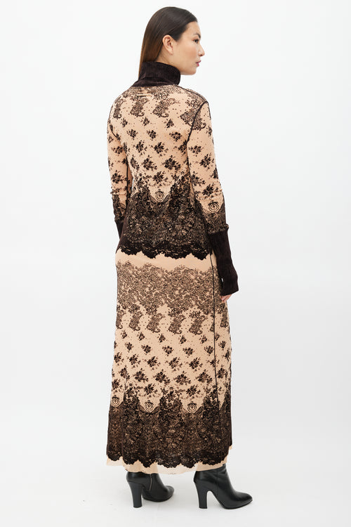 Jean Paul Gaultier Brown Velvet 
Beige Mesh Dress