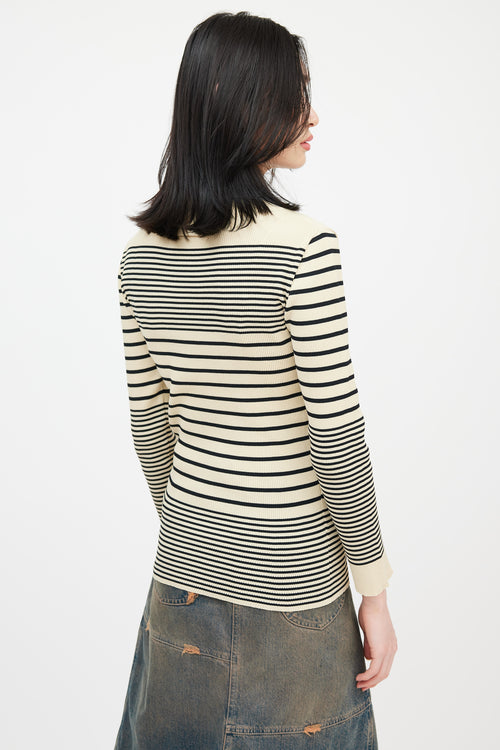 Jean Paul Gaultier Classique Beige 
Black Striped Turtleneck Top