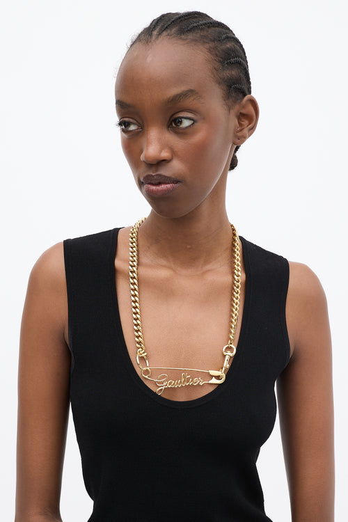 Jean Paul Gaultier Gold The Gaultier Safety Pin Necklace