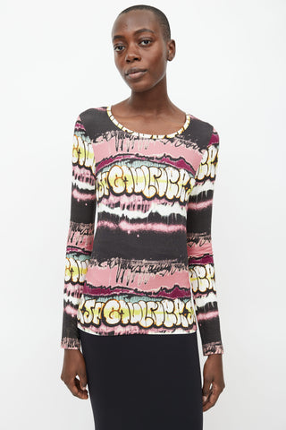 Jean Paul Gaultier Pink 
Multicolour Graffiti Print Top