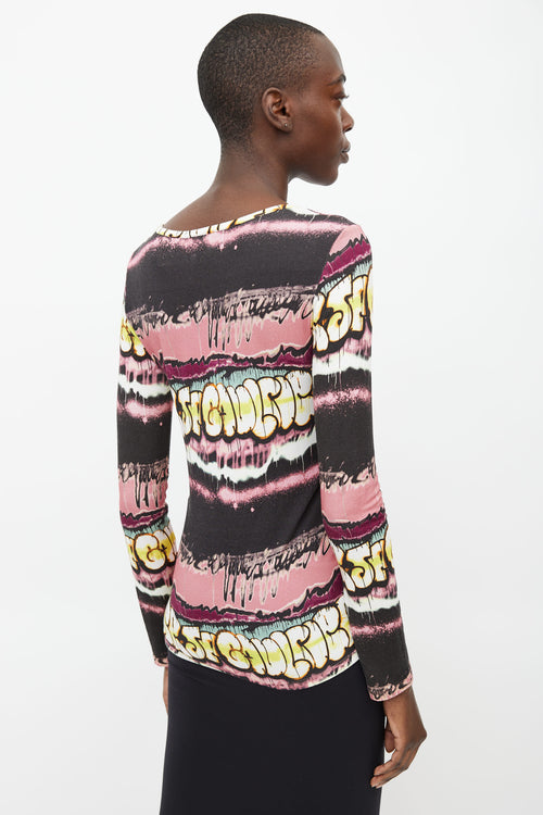 Jean Paul Gaultier Pink 
Multicolour Graffiti Print Top