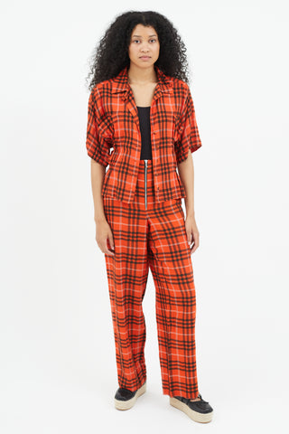 Jean Paul Gaultier Red 
Black Plaid Co-Ord Set