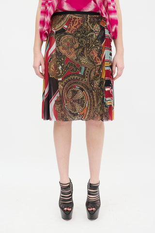 Jean Paul Gaultier Femme Red 
Multi Paisley Skirt