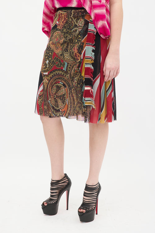 Jean Paul Gaultier Femme Red 
Multi Paisley Skirt