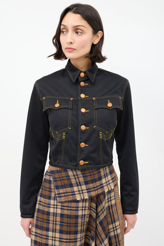 Jean Paul Gaultier Vintage Black Contrast Stitch Cropped Jacket