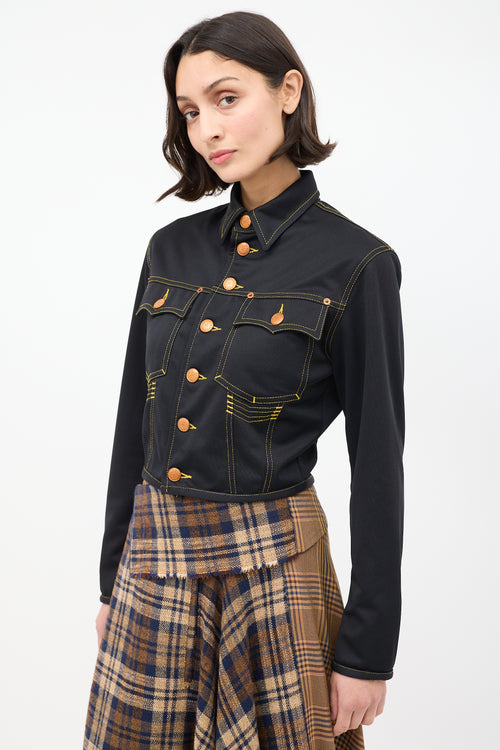 Jean Paul Gaultier Vintage Black Contrast Stitch Cropped Jacket