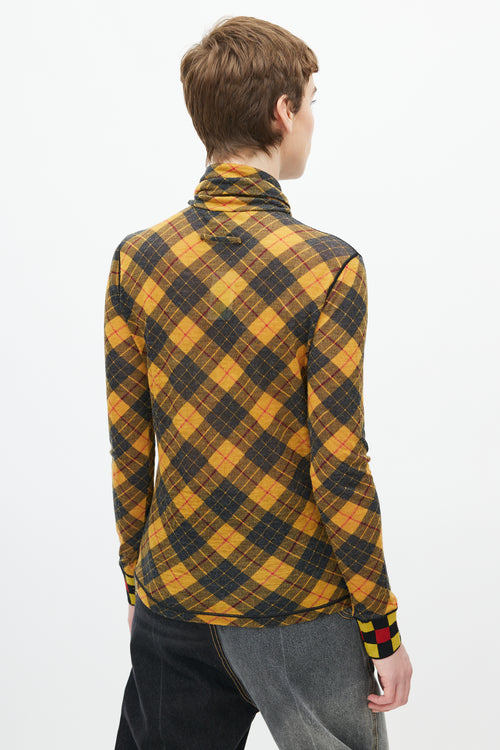 Jean Paul Gaultier Vintage Yellow 
Black Plaid Scarf Top