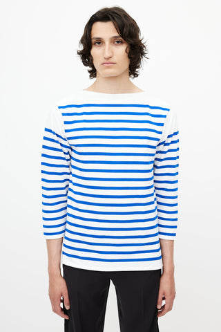 Jean Paul Gaultier White 
Blue Stripe Sailor Top