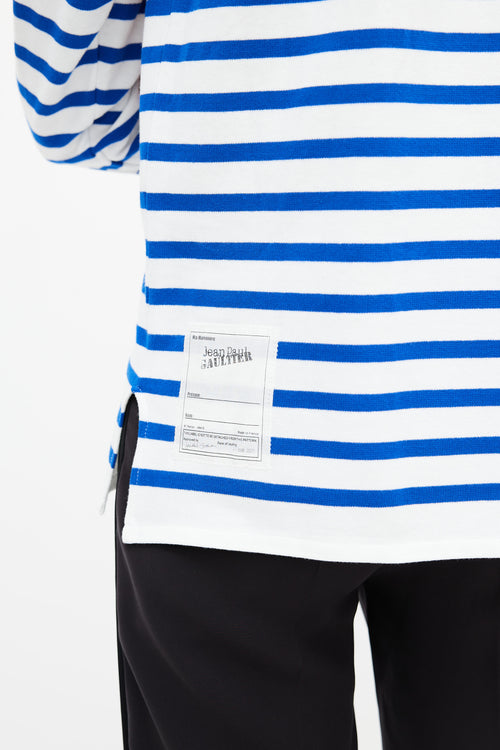 Jean Paul Gaultier White 
Blue Stripe Sailor Top