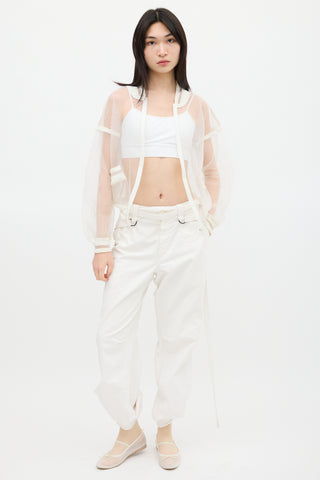 Jean Paul Gaultier White Mesh Bomber Jacket