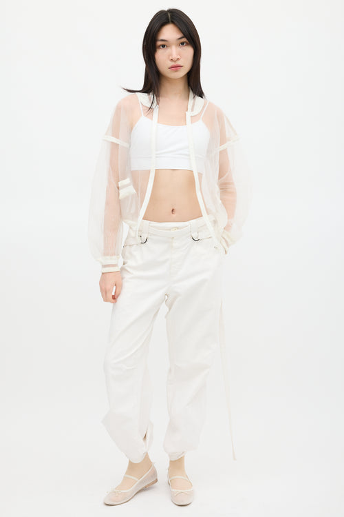 Jean Paul Gaultier White Mesh Bomber Jacket