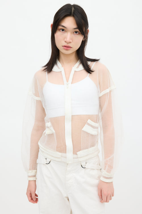 Jean Paul Gaultier White Mesh Bomber Jacket