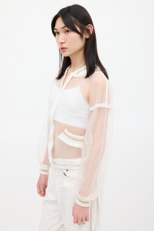 Jean Paul Gaultier White Mesh Bomber Jacket