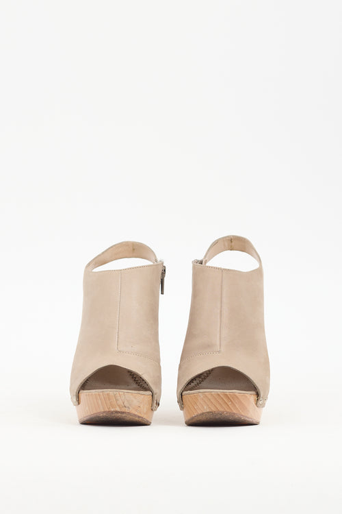 Jean Michel Cazabat Beige Leather Studded Wedge Sandal