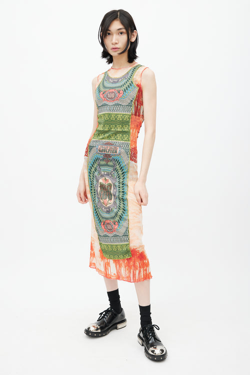 Jean Paul Gaultier Multicolour Mesh Evidemment Banknote Print Dress