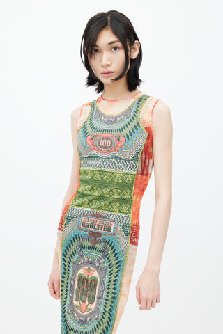 Jean Paul Gaultier Multicolour Mesh Evidemment Banknote Print Dress