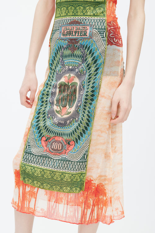 Jean Paul Gaultier Multicolour Mesh Evidemment Banknote Print Dress