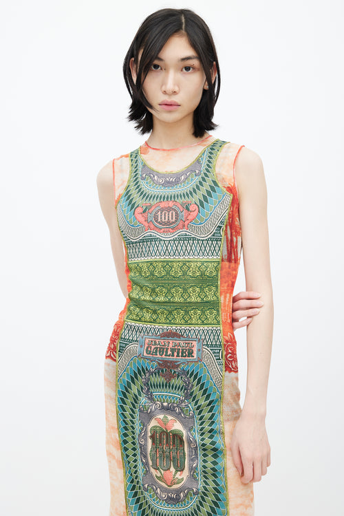 Jean Paul Gaultier Multicolour Mesh Evidemment Banknote Print Dress