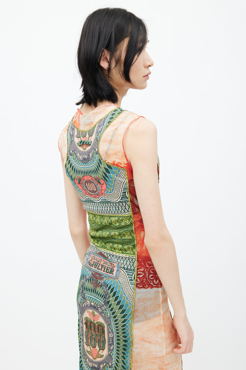 Jean Paul Gaultier Multicolour Mesh Evidemment Banknote Print Dress