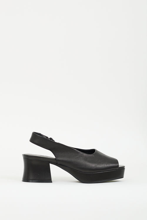 Jeffrey Campbell Black Leather Platform Sandal