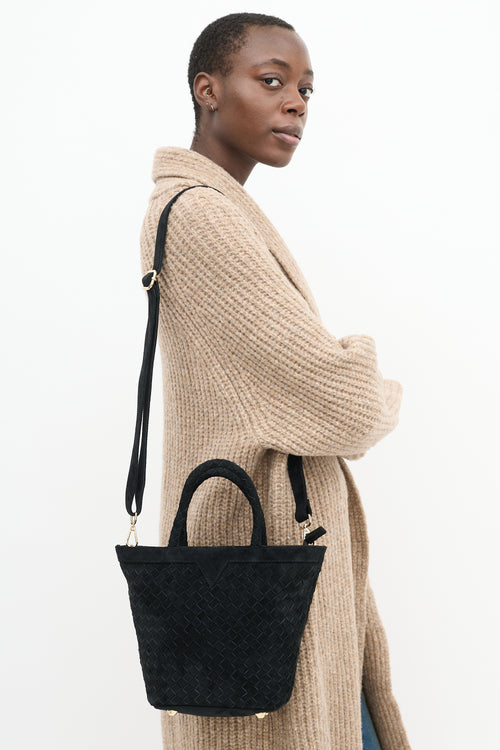 Jenn Lee Black Suede Woven Onyx Tote Bag