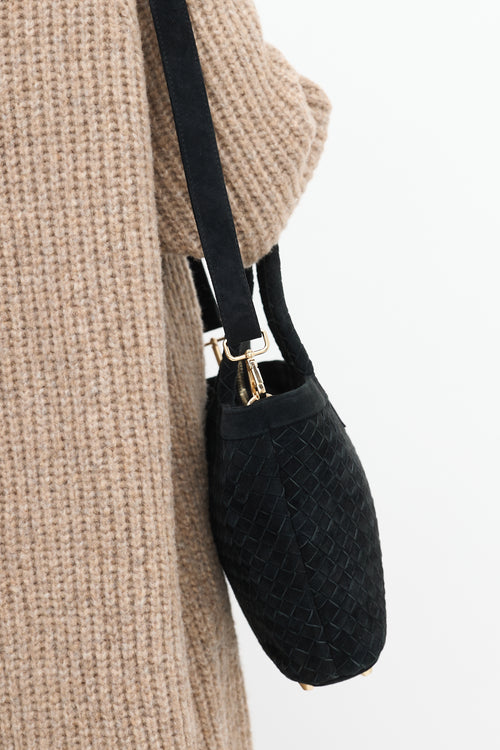 Jenn Lee Black Suede Woven Onyx Tote Bag