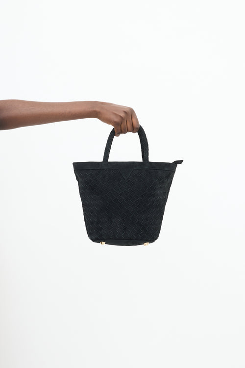 Jenn Lee Black Suede Woven Onyx Tote Bag