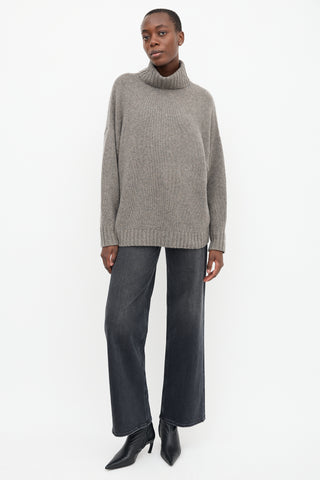 Jenni Kayne Taupe Cashmere Turtleneck Sweater