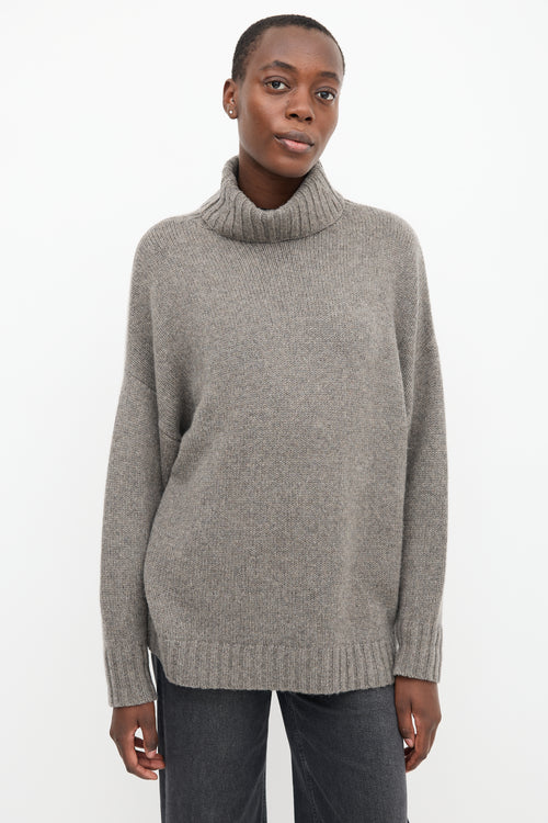 Jenni Kayne Taupe Cashmere Turtleneck Sweater