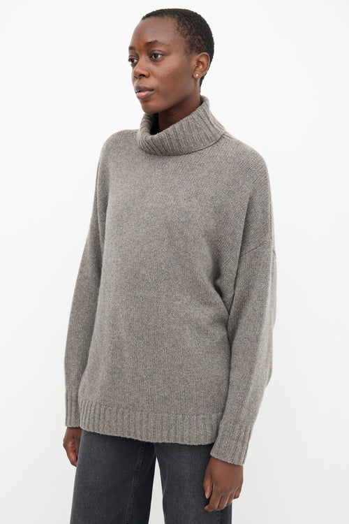 Jenni Kayne Taupe Cashmere Turtleneck Sweater