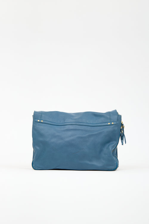 Jerome Dreyfuss Blue Leather Albert Satchel Bag